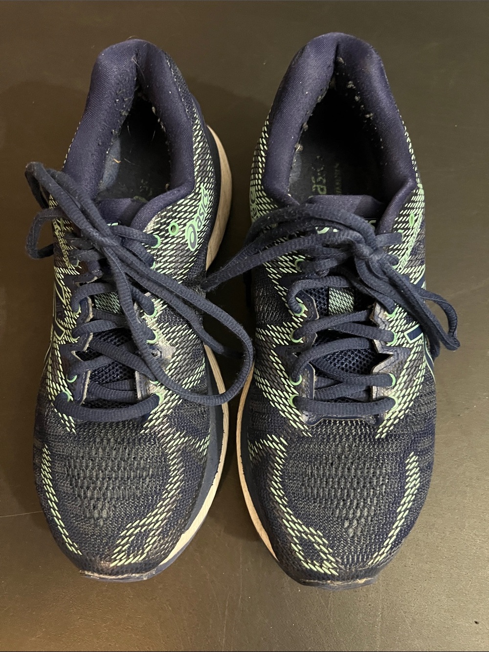 ASICS Men's Navy and Mint Green Athletic Running Shoes